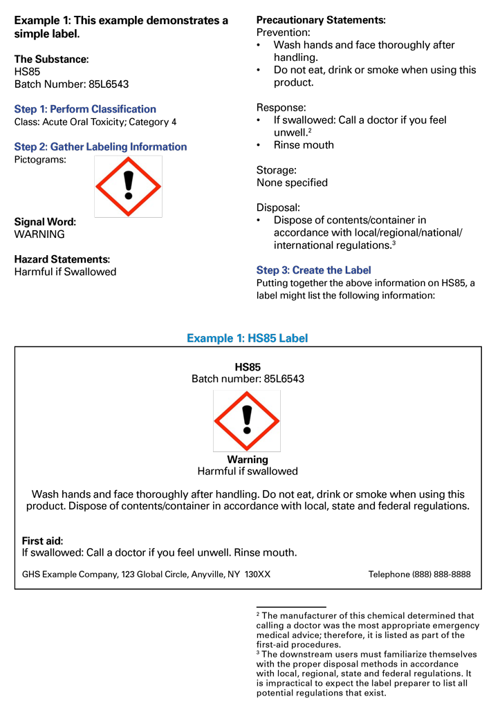 GHS sample label by OSHA